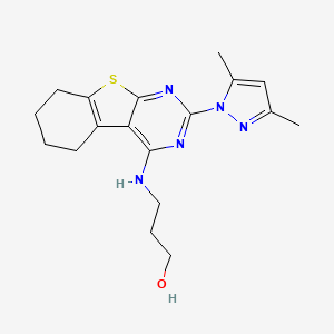 molecular formula C18H23N5OS B1663241 3-[[2-(3,5-Dimethyl-1-pyrazolyl)-5,6,7,8-tetrahydro-[1]benzothiolo[2,3-d]pyrimidin-4-yl]amino]-1-propanol CAS No. 850189-57-0