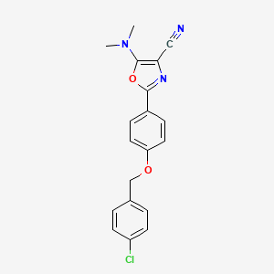 B1663242 2-[4-[(4-Chlorophenyl)methoxy]phenyl]-5-(dimethylamino)-4-oxazolecarbonitrile CAS No. 844461-41-2