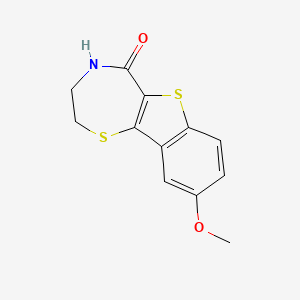 molecular formula C12H11NO2S2 B1663252 (1)Benzothieno(2,3-f)-1,4-thiazepin-5(2H)-one, 3,4-dihydro-9-methoxy- CAS No. 172832-10-9