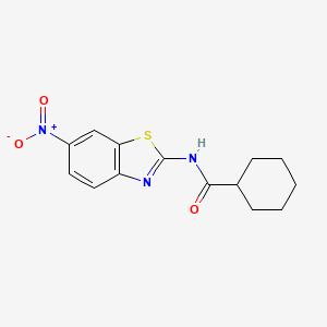molecular formula C14H15N3O3S B1663264 N-(6-硝基-1,3-苯并噻唑-2-基)环己烷甲酰胺 CAS No. 312747-21-0