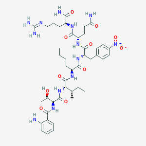 (2S)-2-[[(2S)-2-[[(2S)-2-[[(2S,3S)-2-[[(2S,3R)-2-[(2-aminobenzoyl)amino]-3-hydroxybutanoyl]amino]-3-methylpentanoyl]amino]hexanoyl]amino]-3-(4-nitrophenyl)propanoyl]amino]-N-[(2S)-1-amino-5-(diaminomethylideneamino)-1-oxopentan-2-yl]pentanediamide