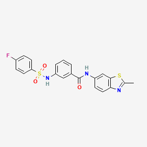 molecular formula C21H16FN3O3S2 B1663270 3-[(4-fluorophenyl)sulfonylamino]-N-(2-methyl-1,3-benzothiazol-6-yl)benzamide CAS No. 898466-31-4