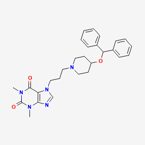 molecular formula C₂₈H₃₃N₅O₃ B1663284 7-[3-(4-Benzhydryloxypiperidin-1-yl)propyl]-1,3-dimethylpurine-2,6-dione CAS No. 113418-56-7