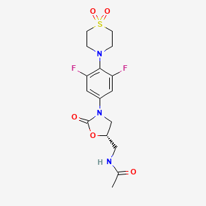 molecular formula C₁₆H₁₉F₂N₃O₅S B1663287 N-(((5S)-3-(4-(1,1-Dioxido-4-thiomorpholinyl)-3,5-difluorophenyl)-2-oxo-5-oxazolidinyl)methyl)acetamide CAS No. 383199-88-0