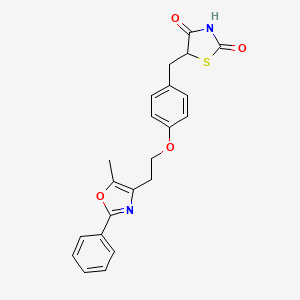 molecular formula C₂₂H₂₀N₂O₄S B1663292 5-[[4-[2-(5-Methyl-2-phenyl-1,3-oxazol-4-yl)ethoxy]phenyl]methyl]-1,3-thiazolidine-2,4-dione CAS No. 103787-97-9