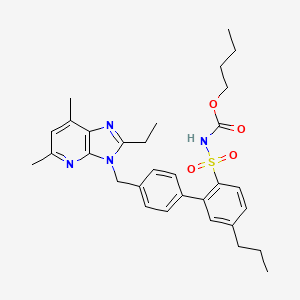 molecular formula C₃₁H₃₈N₄O₄S B1663303 butyl N-[2-[4-[(2-ethyl-5,7-dimethylimidazo[4,5-b]pyridin-3-yl)methyl]phenyl]-4-propylphenyl]sulfonylcarbamate CAS No. 169281-53-2