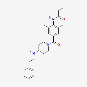 B1663305 N-[2,6-dimethyl-4-[4-[methyl(2-phenylethyl)amino]piperidine-1-carbonyl]phenyl]propanamide CAS No. 167626-17-7
