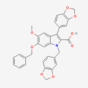3-(1,3-Benzodioxol-5-yl)-1-(1,3-benzodioxol-5-ylmethyl)-5-methoxy-6-phenylmethoxyindole-2-carboxylic acid