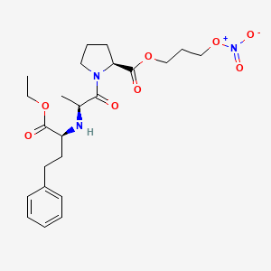 molecular formula C₂₃H₃₃N₃O₈ B1663314 3-nitrooxypropyl (2S)-1-[(2S)-2-[[(2S)-1-ethoxy-1-oxo-4-phenylbutan-2-yl]amino]propanoyl]pyrrolidine-2-carboxylate CAS No. 690655-41-5