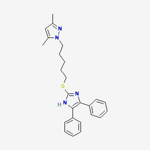 B1663315 1-[5-[(4,5-diphenyl-1H-imidazol-2-yl)sulfanyl]pentyl]-3,5-dimethylpyrazole CAS No. 136609-26-2