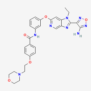 molecular formula C₂₉H₃₀N₈O₅ B1663334 N-(3-{[2-(4-amino-1,2,5-oxadiazol-3-yl)-1-ethyl-1H-imidazo[4,5-c]pyridin-6-yl]oxy}phenyl)-4-[2-(morpholin-4-yl)ethoxy]benzamide CAS No. 850664-21-0