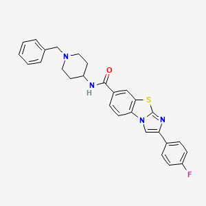 molecular formula C28H25FN4OS B1663354 N-(1-Benzylpiperidin-4-yl)-2-(4-fluorophenyl)imidazo[2,1-b][1,3]benzothiazole-6-carboxamide CAS No. 891894-69-2