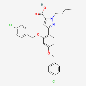 molecular formula C28H26Cl2N2O4 B1663363 5-[2,4-Bis[(4-chlorophenyl)methoxy]phenyl]-2-butylpyrazole-3-carboxylic acid CAS No. 821780-32-9