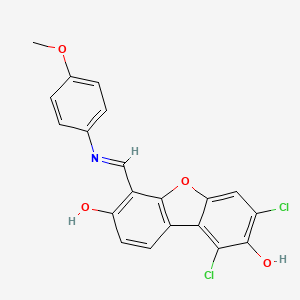B1663367 (4Z)-7,9-dichloro-8-hydroxy-4-[(4-methoxyanilino)methylidene]dibenzofuran-3-one CAS No. 84989-99-1