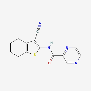 molecular formula C14H12N4OS B1663372 N-(3-cyano-4,5,6,7-tetrahydro-1-benzothiophen-2-yl)pyrazine-2-carboxamide CAS No. 312508-42-2