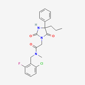 B1663373 N-[(2-chloro-6-fluorophenyl)methyl]-2-(2,5-dioxo-4-phenyl-4-propylimidazolidin-1-yl)-N-methylacetamide CAS No. 852935-07-0