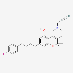 molecular formula C28H32FNO2 B1663398 2H-[1]Benzopyrano[4,3-c]pyridin-10-ol, 8-[4-(4-fluorophenyl)-1-methylbutyl]-1,3,4,5-tetrahydro-5,5-dimethyl-2-(2-propyn-1-yl)- CAS No. 52763-30-1