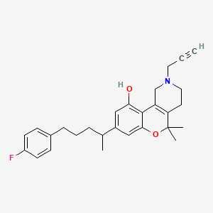 molecular formula C28H32FNO2 B1663398 8-[5-(4-fluorophenyl)pentan-2-yl]-5,5-dimethyl-2-prop-2-ynyl-3,4-dihydro-1H-chromeno[4,3-c]pyridin-10-ol CAS No. 52763-30-1