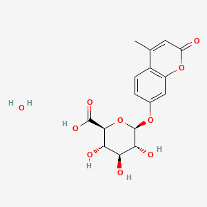 molecular formula C₁₆H₁₈O₁₀ B1663419 4-Methylumbelliferyl-beta-D-glucuronide hydrate CAS No. 881005-91-0