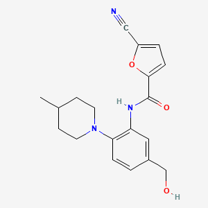 molecular formula C₁₉H₂₁N₃O₃ B1663426 5-氰基-呋喃-2-羧酸[5-羟甲基-2-(4-甲基-哌啶-1-基)-苯基]-酰胺 CAS No. 791587-67-2
