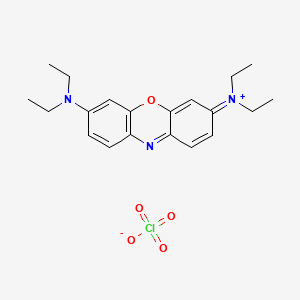 molecular formula C₂₀H₂₆ClN₃O₅ B1663429 Phenoxazin-5-ium, 3,7-bis(diethylamino)-, perchlorate (1:1) CAS No. 24796-94-9
