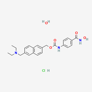molecular formula C₂₄H₃₀ClN₃O₅ B1663438 Givinostat hydrochloride monohydrate CAS No. 732302-99-7