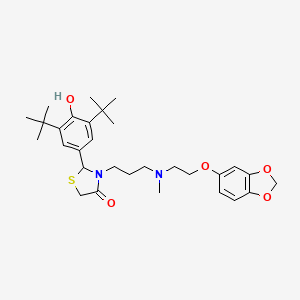 B1663458 3-[3-[2-(1,3-Benzodioxol-5-yloxy)ethyl-methylamino]propyl]-2-(3,5-ditert-butyl-4-hydroxyphenyl)-1,3-thiazolidin-4-one CAS No. 180090-15-7