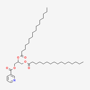 B1663473 3-Pyridinecarboxylic acid, 2,3-bis((1-oxohexadecyl)oxy)propyl ester CAS No. 153874-14-7