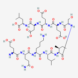molecular formula C₅₁H₈₆N₁₂O₂₁ B1663487 (2S)-2-[[(2S)-2-[[(2S)-2-[[(2S)-2-[[(2S)-2-[[(2S,3S)-2-[[(2S)-2-[[(2S)-6-amino-2-[[(2S)-5-amino-2-[[(2S)-2-amino-4-carboxybutanoyl]amino]-5-oxopentanoyl]amino]hexanoyl]amino]-4-methylpentanoyl]amino]-3-methylpentanoyl]amino]-3-hydroxypropanoyl]amino]-4-carboxybutanoyl]amino]-4-carboxybutanoyl]amino]-3-carboxypropanoyl]amino]-4-methylpentanoic acid CAS No. 145646-22-6