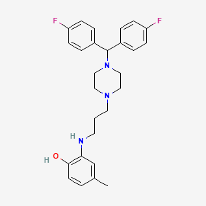 B1663492 2-[3-[4-[Bis(4-fluorophenyl)methyl]piperazin-1-yl]propylamino]-4-methylphenol CAS No. 145600-69-7