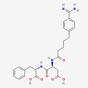 molecular formula C₂₅H₃₀N₄O₆ B1663501 (3S)-3-[5-(4-carbamimidoylphenyl)pentanoylamino]-4-[[(1S)-1-carboxy-2-phenylethyl]amino]-4-oxobutanoic acid CAS No. 145643-15-8