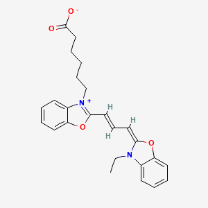 B1663513 6-[2-[(E,3Z)-3-(3-ethyl-1,3-benzoxazol-2-ylidene)prop-1-enyl]-1,3-benzoxazol-3-ium-3-yl]hexanoate CAS No. 260430-02-2