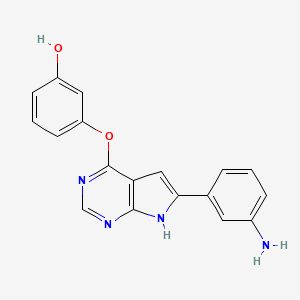 molecular formula C₁₈H₁₄N₄O₂ B1663528 3-[[6-(3-Aminophenyl)-7H-pyrrolo[2,3-d]pyrimidin-4-yl]oxy]phenol CAS No. 601514-19-6