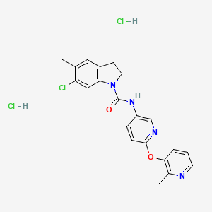 molecular formula C21H21Cl3N4O2 B1663566 6-Chloro-5-methyl-N-(6-((2-methylpyridin-3-yl)oxy)pyridin-3-yl)indoline-1-carboxamide dihydrochloride CAS No. 1049747-87-6