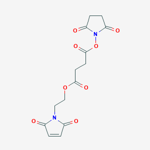 molecular formula C14H14N2O8 B166358 N-((4-(2-Maleimidoethoxy)succinyl)oxy)succinimide CAS No. 132774-52-8