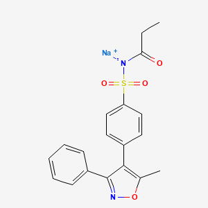 molecular formula C19H18N2NaO4S B1663651 Propanamide, N-[[4-(5-methyl-3-phenyl-4-isoxazolyl)phenyl]sulfonyl]-, sodium salt (1:1) CAS No. 198470-85-8