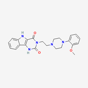 molecular formula C23H25N5O3 B1663671 3-[2-[4-(2-Methoxyphenyl)-1-piperazinyl]ethyl]-1,5-dihydropyrimido[5,4-b]indole-2,4-dione CAS No. 133399-65-2