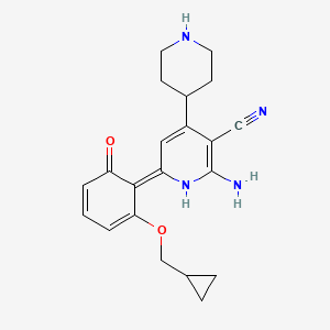 molecular formula C21H24N4O2 B1663735 2-amino-6-[2-(cyclopropylmethoxy)-6-oxo-1-cyclohexa-2,4-dienylidene]-4-(4-piperidinyl)-1H-pyridine-3-carbonitrile CAS No. 406208-42-2