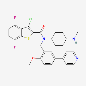 molecular formula C29H28ClF2N3O2S B1663737 3-Chloro-4,7-difluoro-N-[[2-methoxy-5-(4-pyridinyl)phenyl]methyl]-N-trans-4-(methylamino)cyclohexyl]benzo[b]thiophene-2-carboxamide CAS No. 946002-48-8