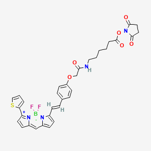 (2,5-dioxopyrrolidin-1-yl) 6-[[2-[4-[(E)-2-(2,2-difluoro-12-thiophen-2-yl-3-aza-1-azonia-2-boranuidatricyclo[7.3.0.03,7]dodeca-1(12),4,6,8,10-pentaen-4-yl)ethenyl]phenoxy]acetyl]amino]hexanoate