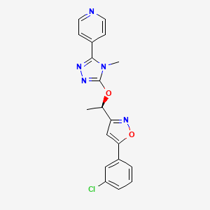 molecular formula C19H16ClN5O2 B1663744 Pyridine, 4-(5-((1R)-1-(5-(3-chlorophenyl)-3-isoxazolyl)ethoxy)-4-methyl-4H-1,2,4-triazol-3-yl)- CAS No. 934282-55-0