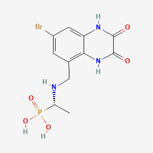 molecular formula C11H13BrN3O5P B1663755 [(1S)-1-[(7-bromo-2,3-dioxo-1,4-dihydroquinoxalin-5-yl)methylamino]ethyl]phosphonic acid CAS No. 206648-13-7