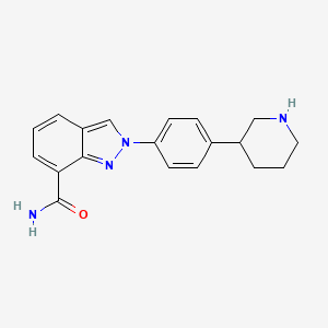 molecular formula C19H20N4O B1663758 2-(4-(piperidin-3-yl)phenyl)-2H-indazole-7-carboxamide CAS No. 1038915-75-1