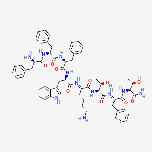 (2S)-6-amino-N-[(2S,3R)-1-[[(2S)-1-[[(2S,3R)-1-amino-3-hydroxy-1-oxobutan-2-yl]amino]-1-oxo-3-phenylpropan-2-yl]amino]-3-hydroxy-1-oxobutan-2-yl]-2-[[(2R)-2-[[(2S)-2-[[(2S)-2-[[(2R)-2-amino-3-phenylpropanoyl]amino]-3-phenylpropanoyl]amino]-3-phenylpropanoyl]amino]-3-(1H-indol-3-yl)propanoyl]amino]hexanamide