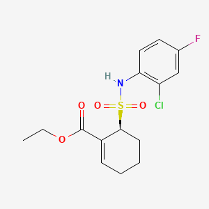 molecular formula C15H17ClFNO4S B1663768 (S)-ethyl 6-(N-(2-chloro-4-fluorophenyl)sulfamoyl)cyclohex-1-enecarboxylate CAS No. 243984-10-3