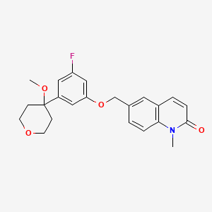 6-[[3-Fluoro-5-(4-methoxyoxan-4-yl)phenoxy]methyl]-1-methylquinolin-2-one