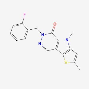 molecular formula C17H14FN3OS B1663786 10-[(2-fluorophenyl)methyl]-4,7-dimethyl-3-thia-7,10,11-triazatricyclo[6.4.0.02,6]dodeca-1(8),2(6),4,11-tetraen-9-one 