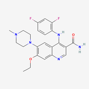 molecular formula C23H25F2N5O2 B1663804 4-(2,4-Difluoroanilino)-7-ethoxy-6-(4-methylpiperazin-1-yl)quinoline-3-carboxamide CAS No. 953798-95-3