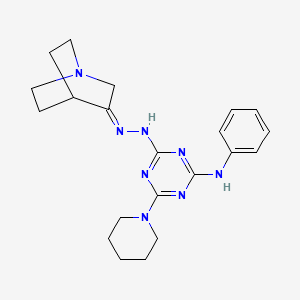 molecular formula C₂₁H₂₈N₈ B1663808 (Z)-N-phenyl-4-(piperidin-1-yl)-6-(2-(quinuclidin-3-ylidene)hydrazinyl)-1,3,5-triazin-2-amine CAS No. 455325-51-6