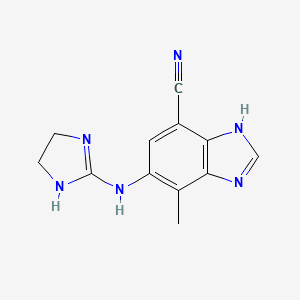 molecular formula C₁₂H₁₂N₆ B1663826 6-(4,5-dihydro-1H-imidazol-2-ylamino)-7-methyl-3H-benzimidazole-4-carbonitrile CAS No. 226081-74-9